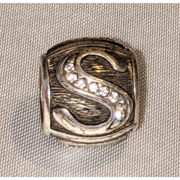 Brighton Initial Charm “S” Alphabet Bead With Swarovski Crystals Authentic 3/8" - Picture 1 of 6